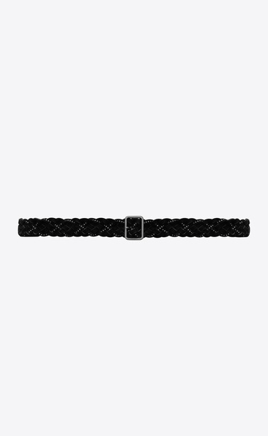 HUBLOT braided, studded buckle belt in black suede